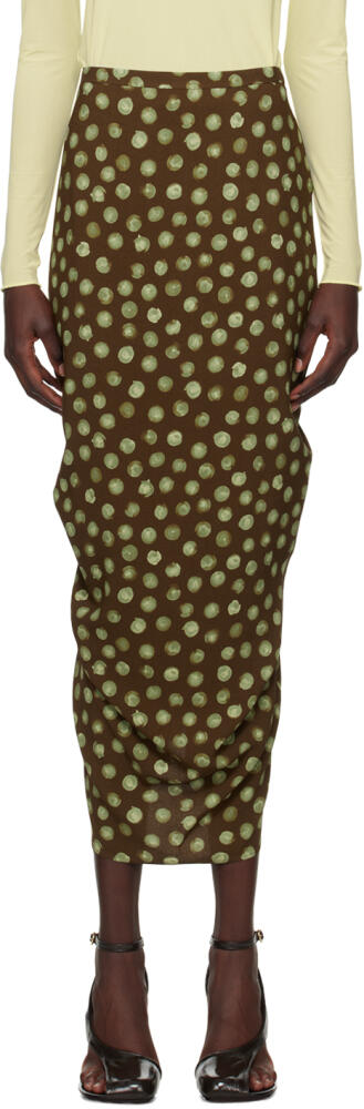 Dries Van Noten Brown Polka Dot Midi Skirt Cover