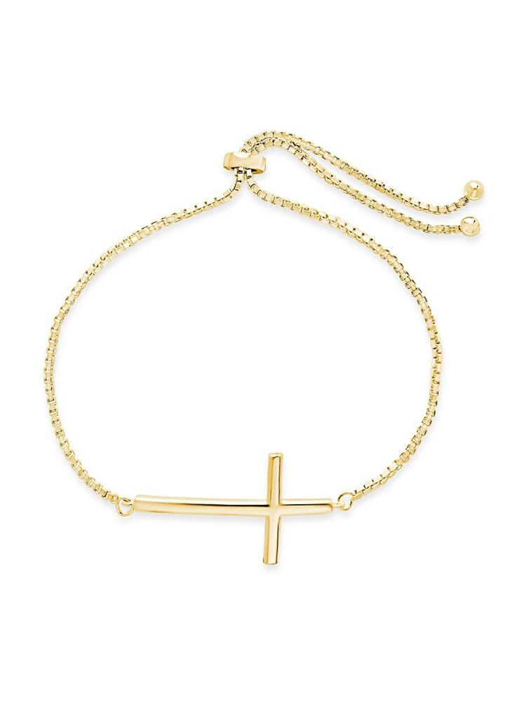 Sterling Forever Women's 14K Goldplate Bolo Cross Bracelet Cover