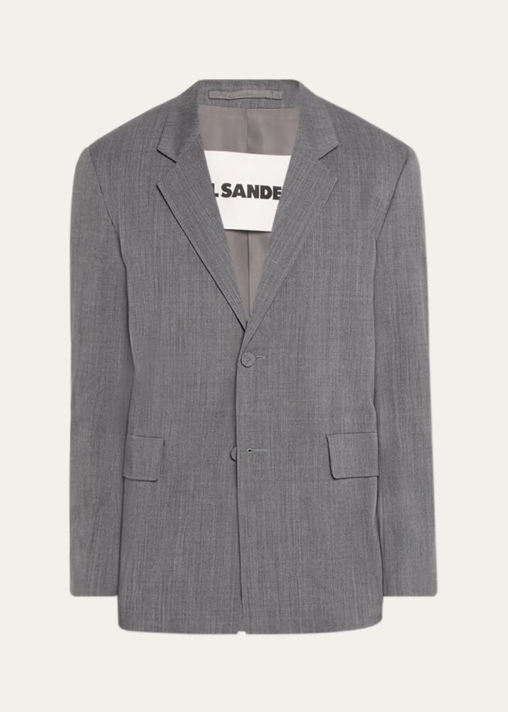 Jil Sander Men's Boxy Wool 3-Button Sport Coat Cover