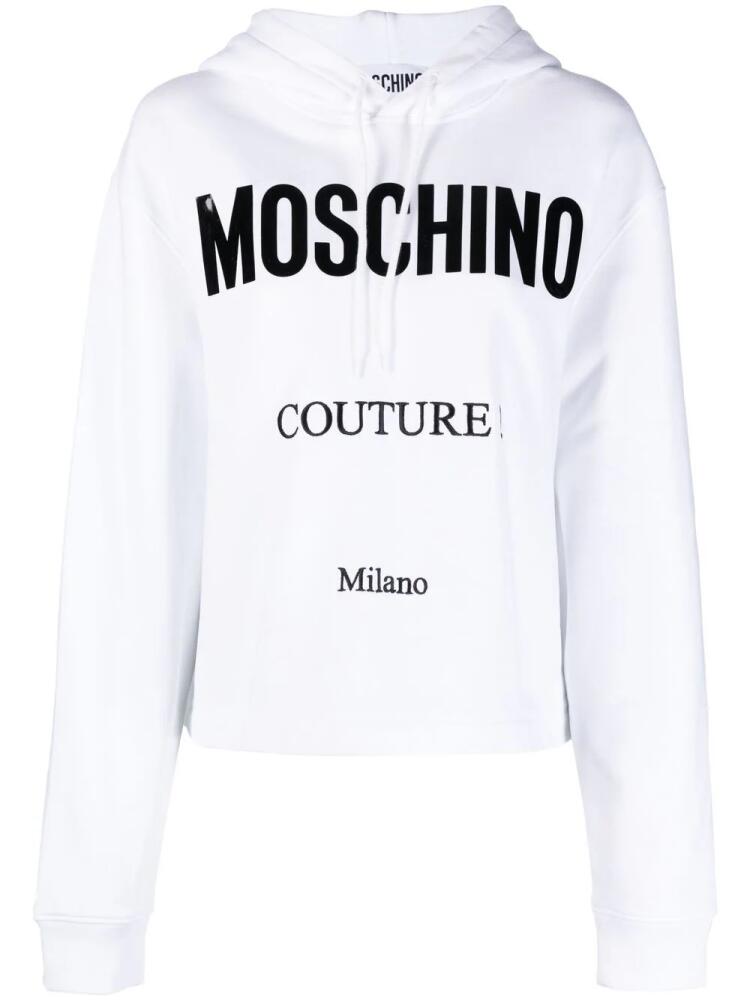 Moschino logo-print cropped hoodie - White Cover