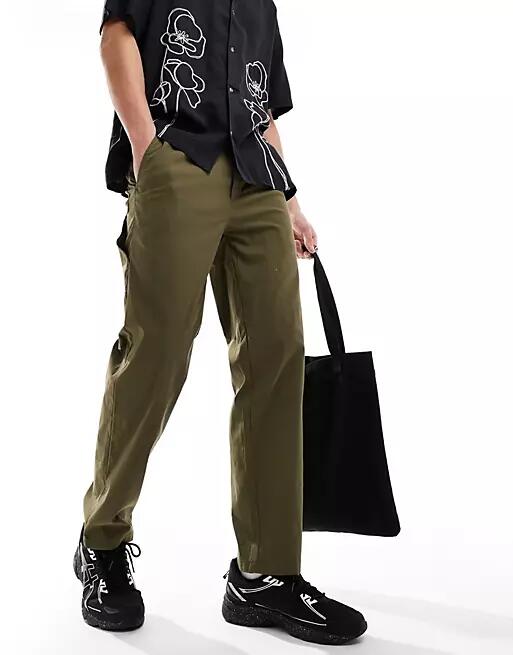 ONLY & SONS pull on straight fit worker pants in olive-Green Cover