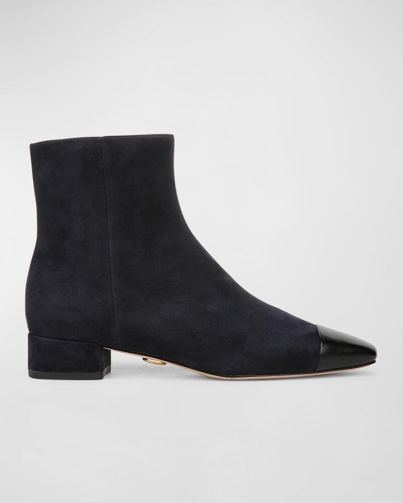 Veronica Beard Cecile Cap-Toe Zip Suede Booties Cover