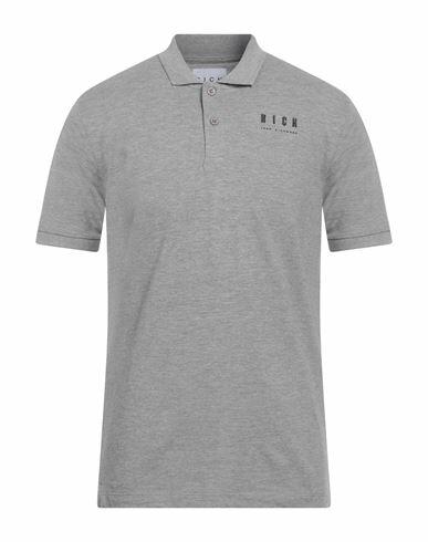 John Richmond Man Polo shirt Grey Cotton, Elastane Cover