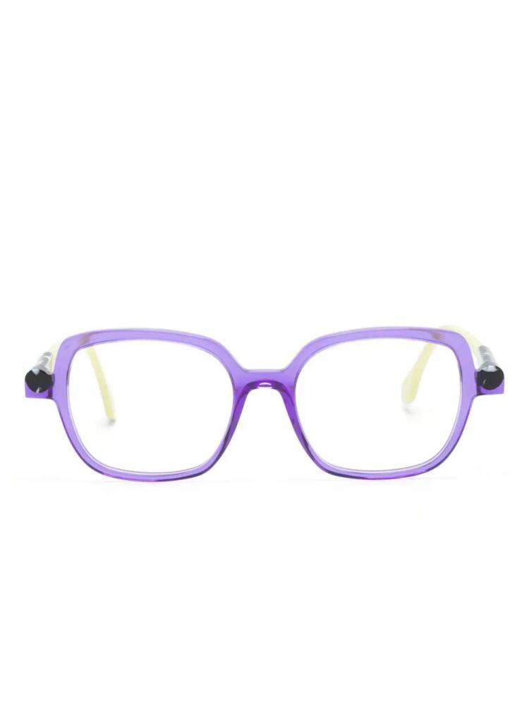 Face À Face logo-print rectangle-frame glasses - Purple Cover