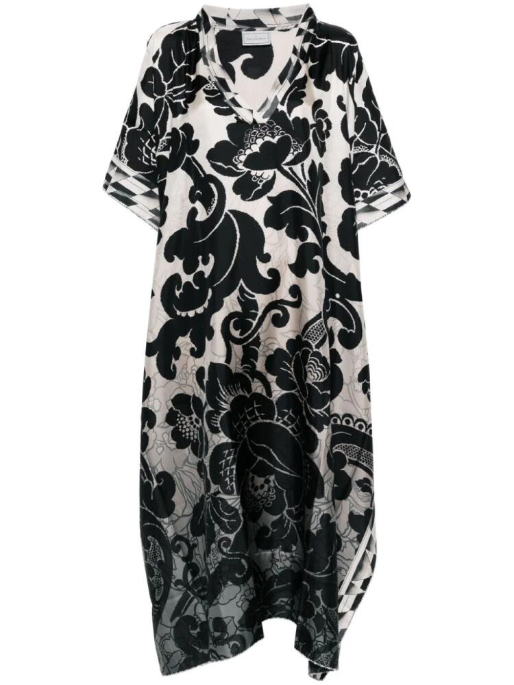 Pierre-Louis Mascia Aloe floral-print kaftan dress - Black Cover