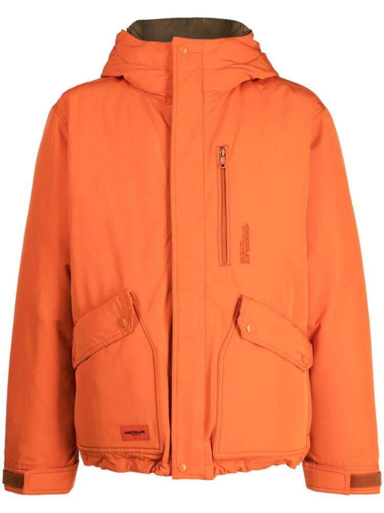 CHOCOOLATE logo-appliqué hooded jacket - Orange Cover