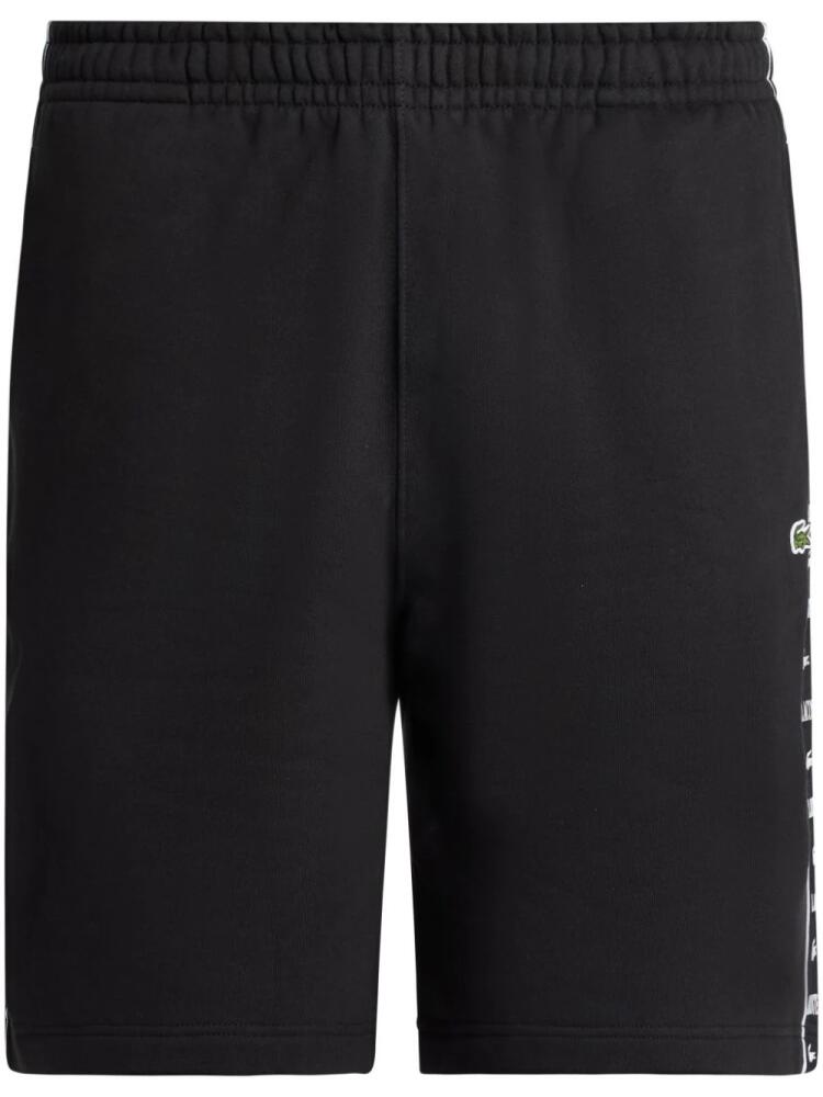 Lacoste logo-stripe fleece shorts - Black Cover