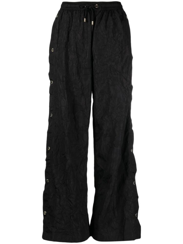 P.E Nation Volley crinkled-finish wide-leg trousers - Black Cover