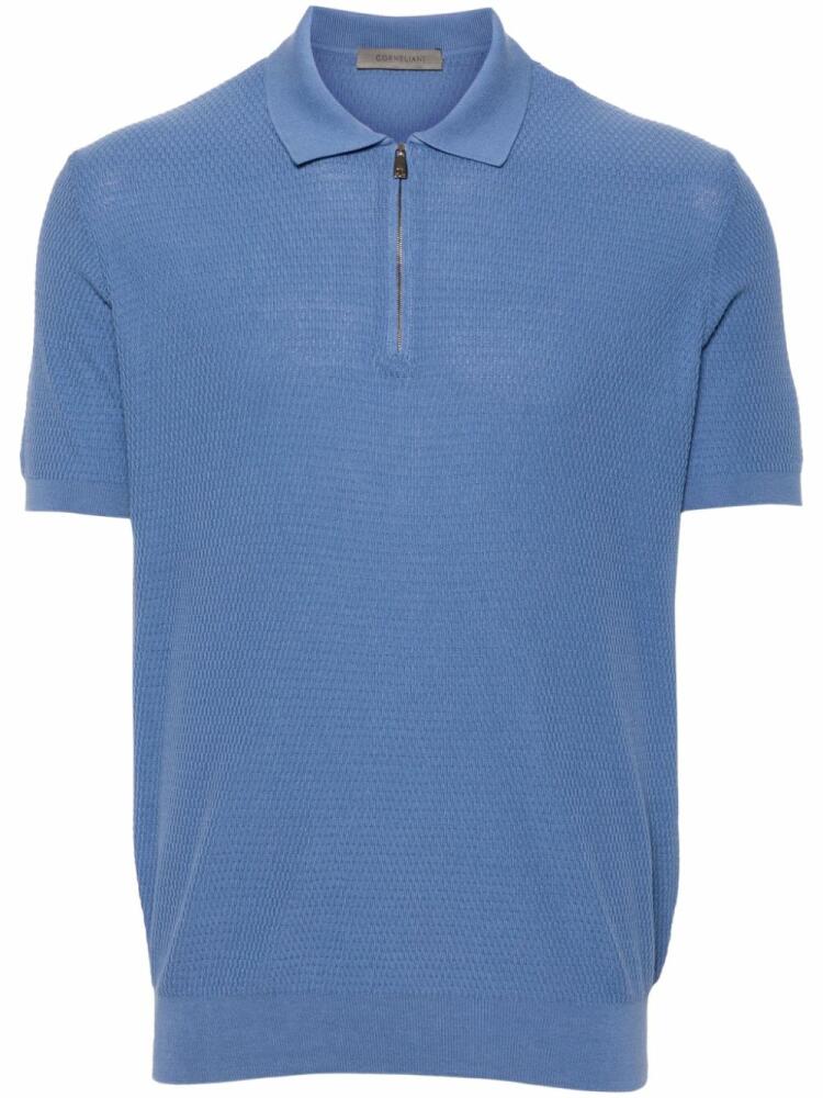 Corneliani half-zip cotton polo shirt - Blue Cover