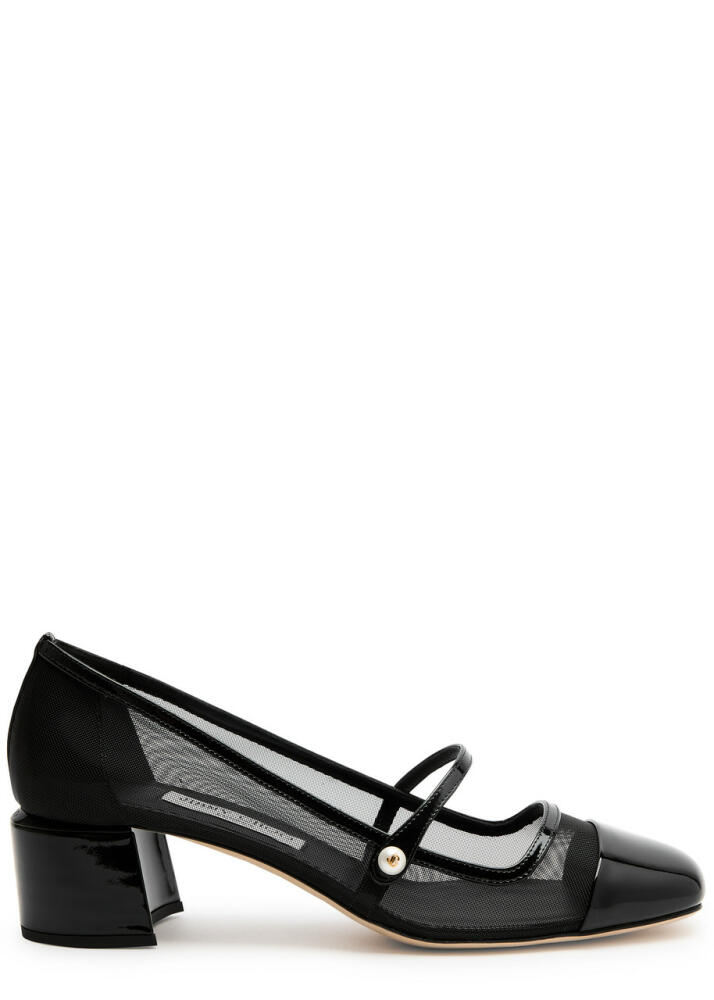 Jimmy Choo Elisa 45 Mesh and Patent Leather Mary Jane Pumps - Black Cover