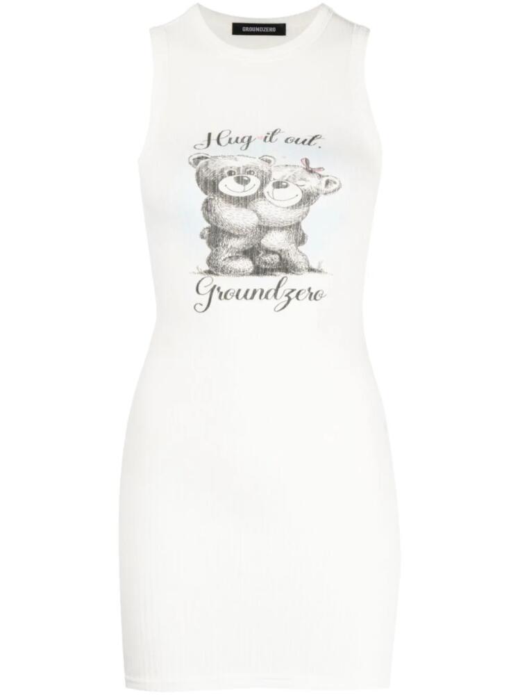 Ground Zero slogan-print cotton T-shirt dress - White Cover