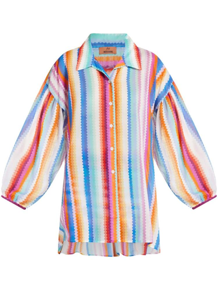 Missoni zig zag-print cotton-blend shirt - Blue Cover