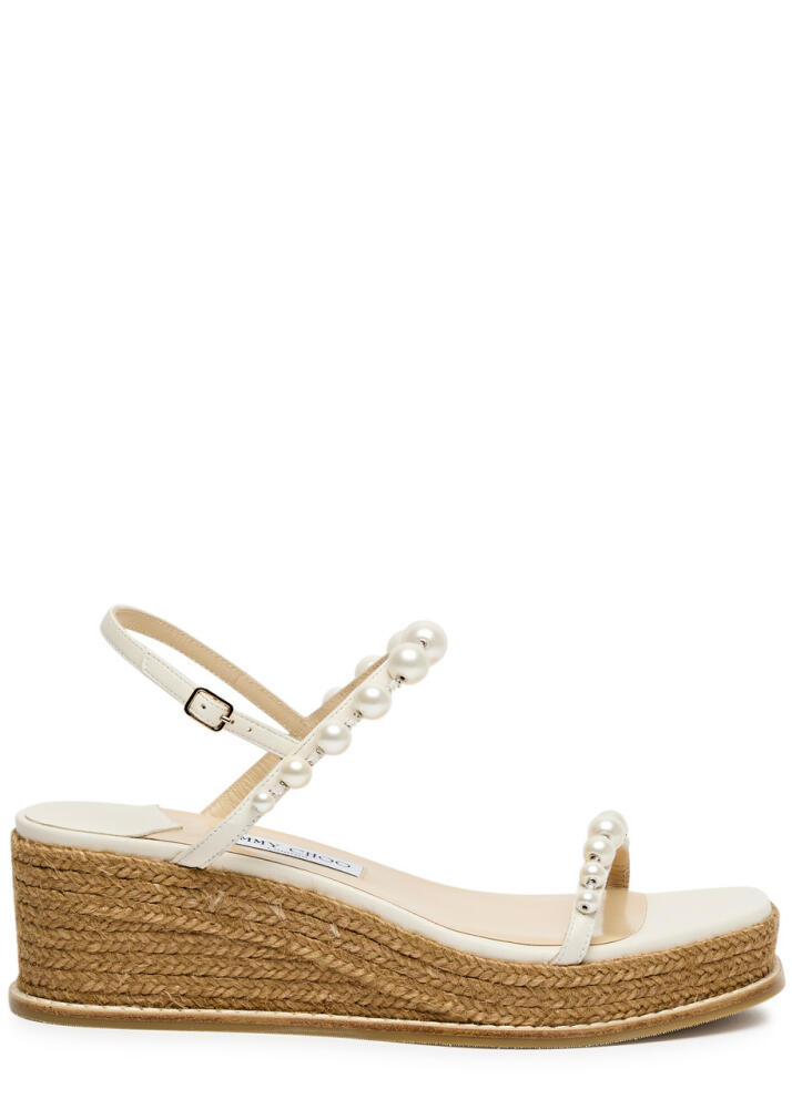 Jimmy Choo Amatuus 60 Embellished Espadrille Wedge Sandals - White Cover