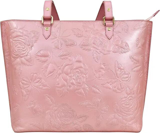 Anuschka Large Zip Top Tote - 698 (Tooled Rose Pearl Pink) Tote Handbags Cover