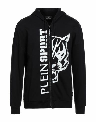 Plein Sport Man Sweatshirt Black Cotton, Polyester Cover