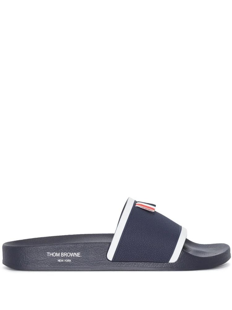 Thom Browne grosgrain-trim terrycloth slides - Blue Cover