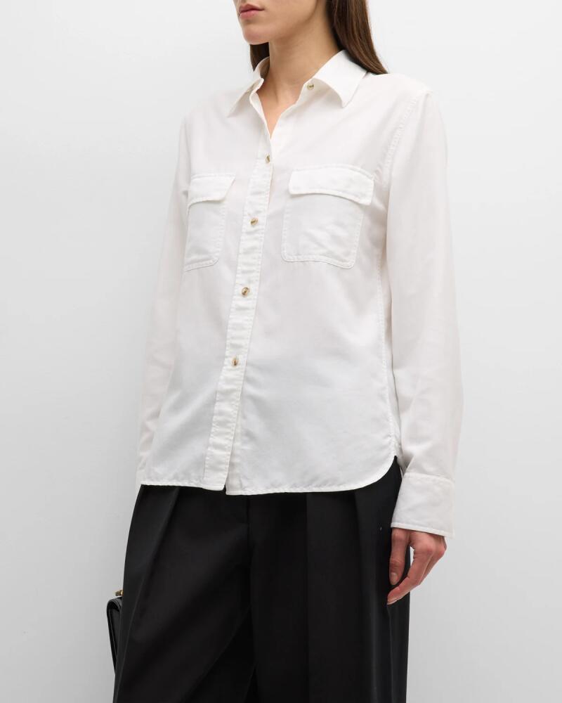 Vince Utility Cotton and Silk Long-Sleeve Button-Front Shirt Cover