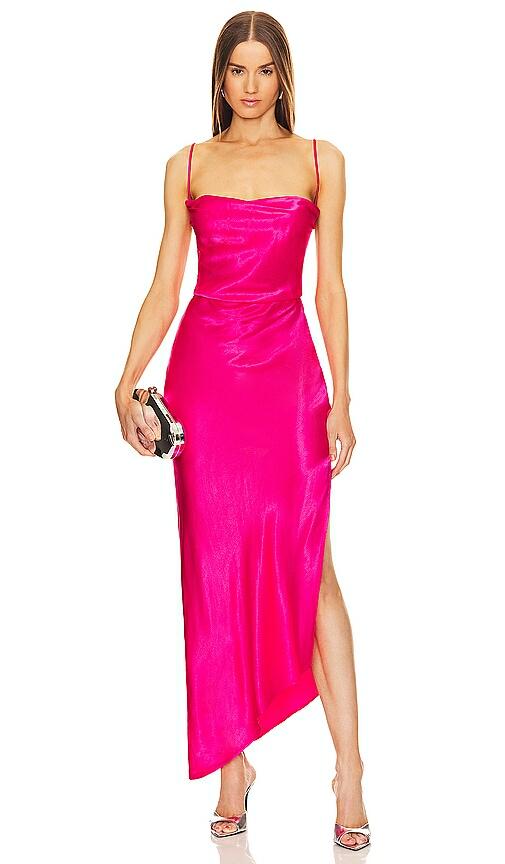 Michael Costello x REVOLVE Cassie Midi Dress in Fuchsia Cover