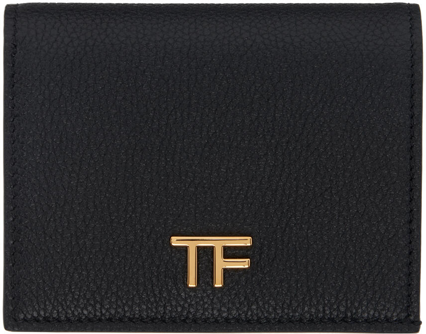 TOM FORD Black Grain Leather Compact Wallet Cover