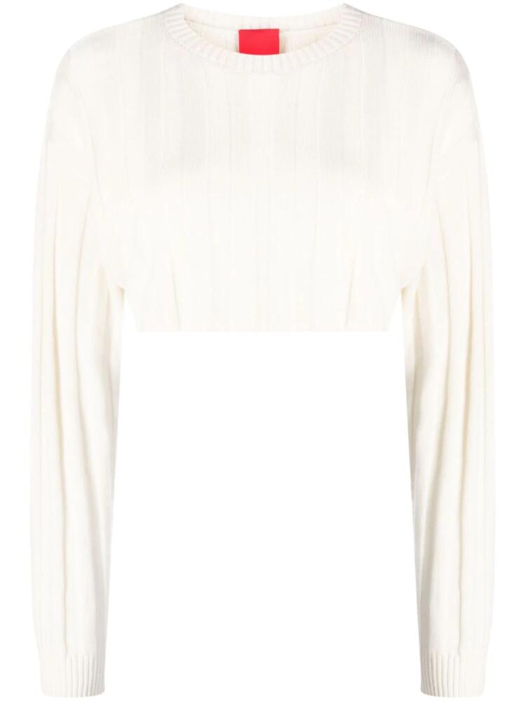 Cashmere In Love Remy ribbed-knit cropped jumper - White Cover