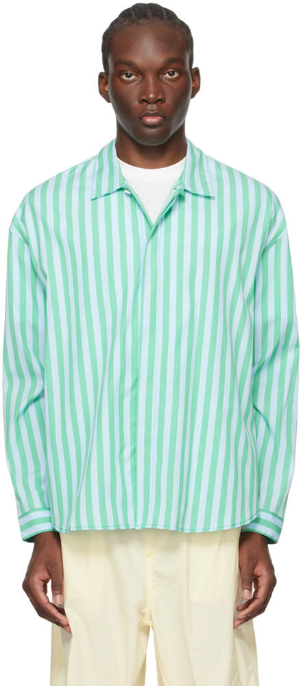 SUNNEI Green & Blue Striped Shirt Cover