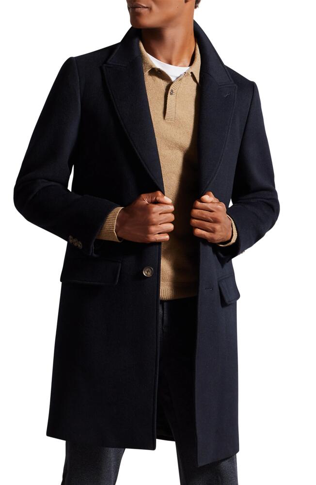 Ted Baker London Peak Lapel Wool Blend Coat in Navy Cover