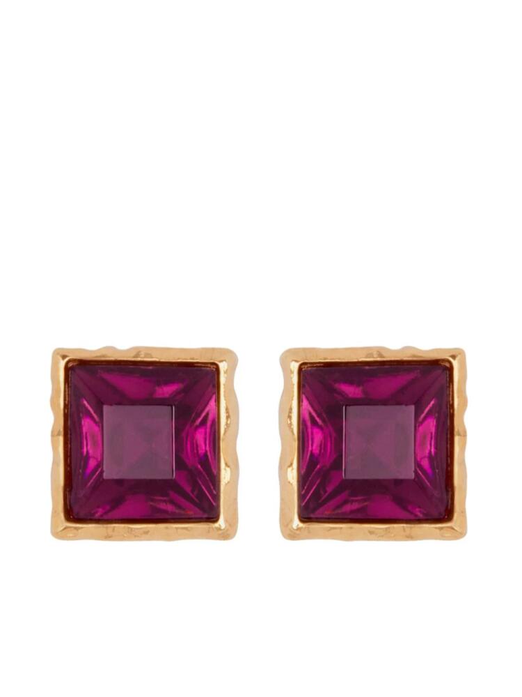 Oscar de la Renta Square Crystal earrings - Pink Cover