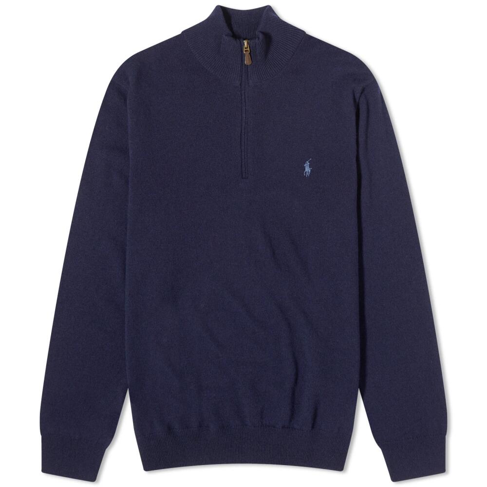 Polo Ralph Lauren Men's Lambswool Half Zip Knit in Hunter Navy Cover