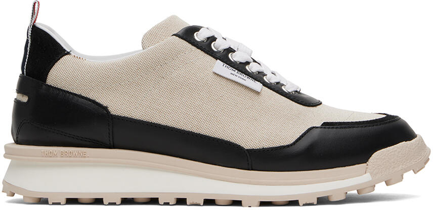 Thom Browne Beige & Black Alumni Paneled Lace-Up Sneakers Cover