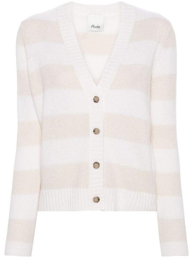 Allude striped V-neck cardigan - Neutrals Cover