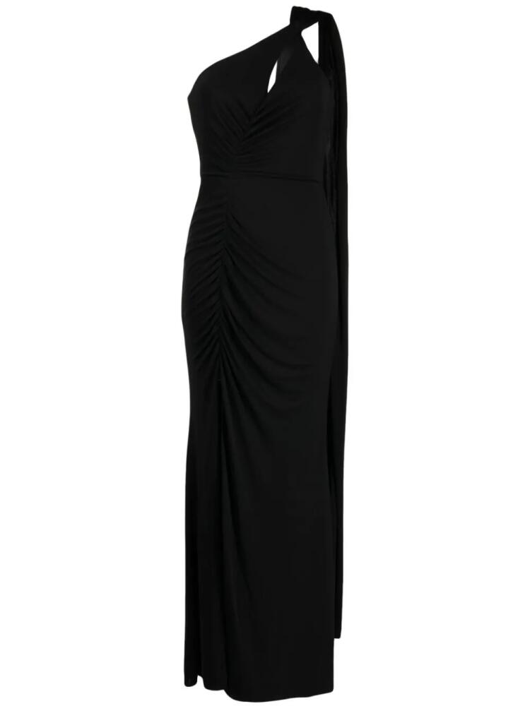 Marchesa Notte asymmetric ruched gown - Black Cover