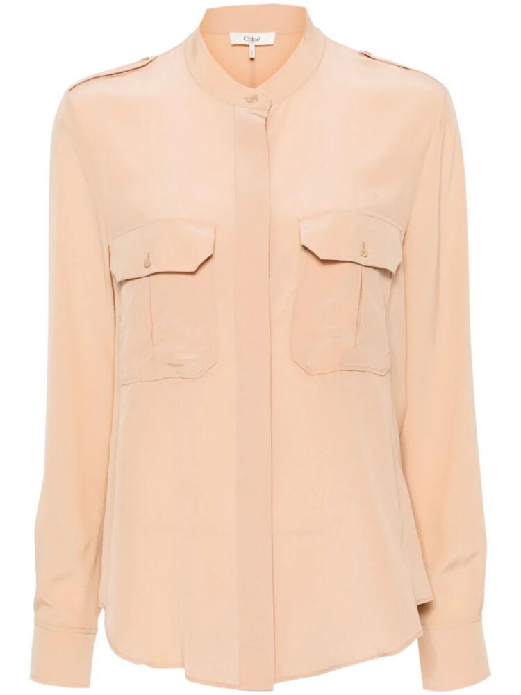 Chloé band-collar silk blouse - Neutrals Cover