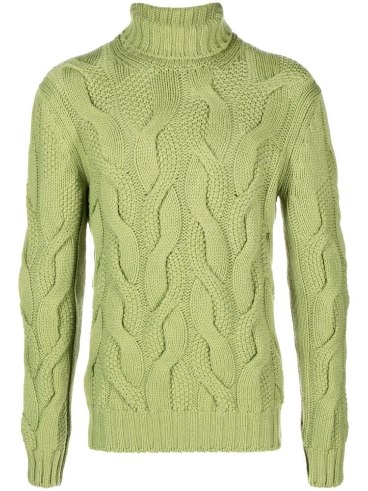 Barba cable-knit slim-cut jumper - Green Cover