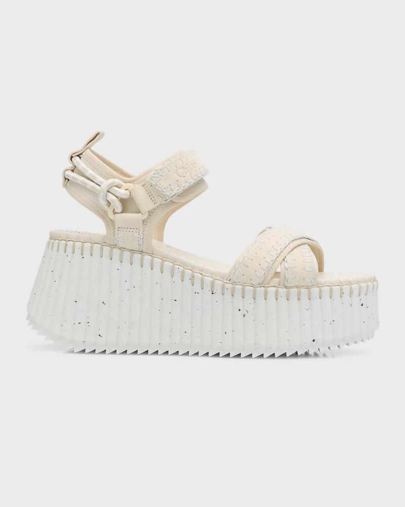 Chloe Nama Stitch Ankle-Strap Flatform Sandals Cover