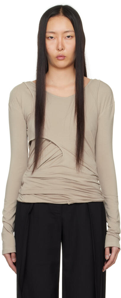 LOW CLASSIC Brown Layered Long Sleeve T-Shirt Cover