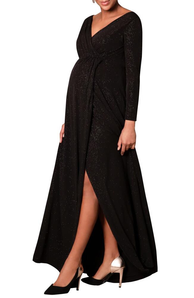 Tiffany Rose Isabella Long Sleeve Glitter Maternity Gown in Glitter Black Cover