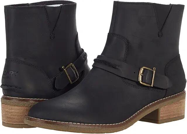 Sperry Seaport Storm Buckle Bootie Leather (Black) Women's Shoes Cover