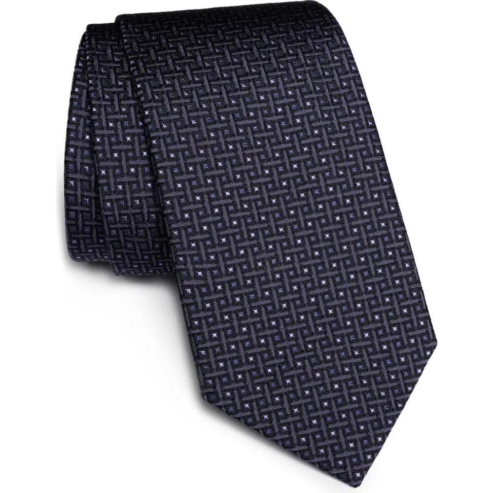 Jack Victor Mansfield Cross Diamond Print Silk Tie in Navy Cover