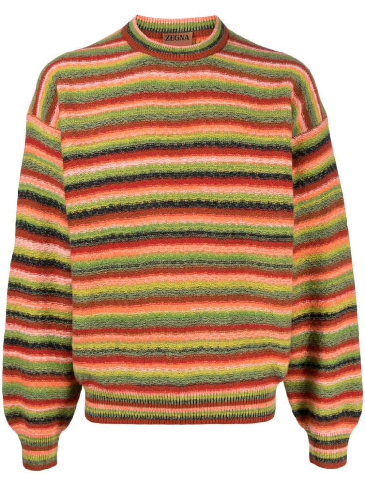 Zegna stripped cashmere-wool blend jumper - Orange Cover