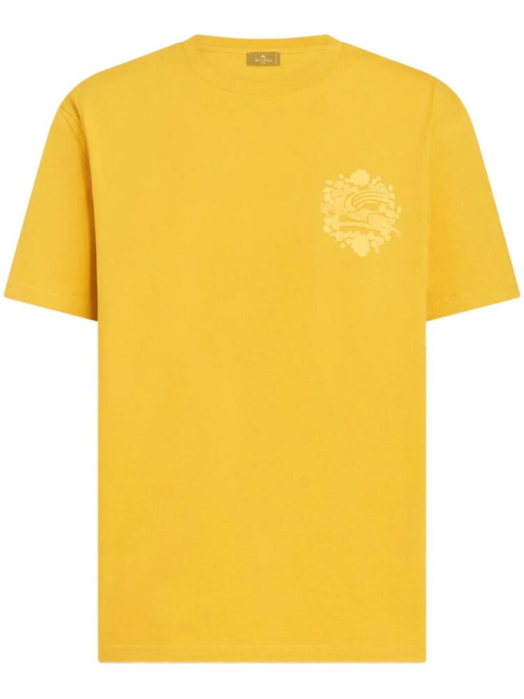 ETRO Pegaso-embroidered cotton T-shirt - Yellow Cover