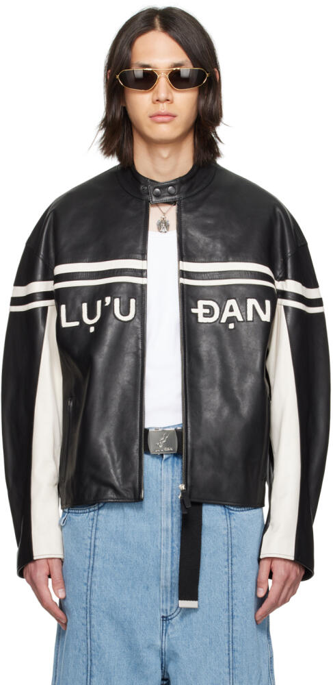 LU'U DAN Black & White Paneled Leather Jacket Cover