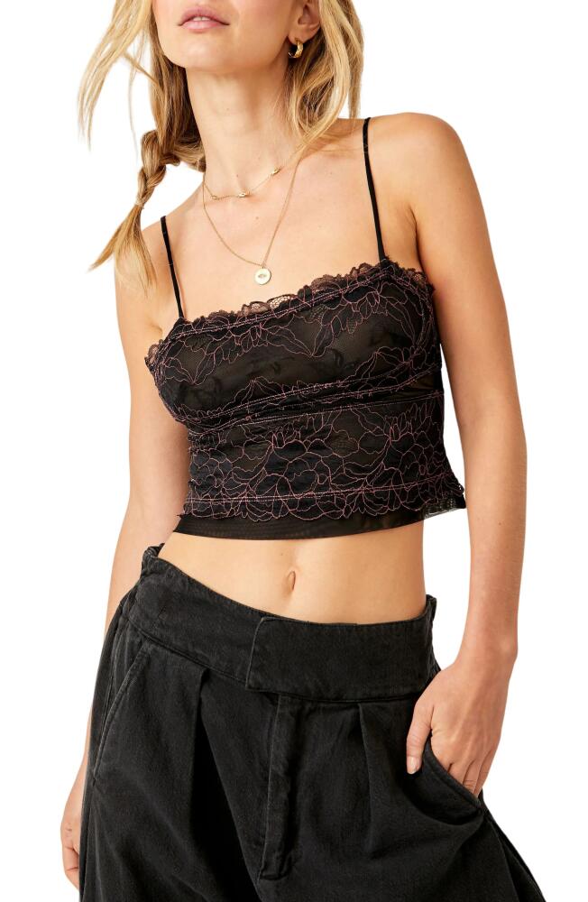 Free People Intimately FP Double Date Embroidered Mesh Crop Camisole in Black Combo Cover