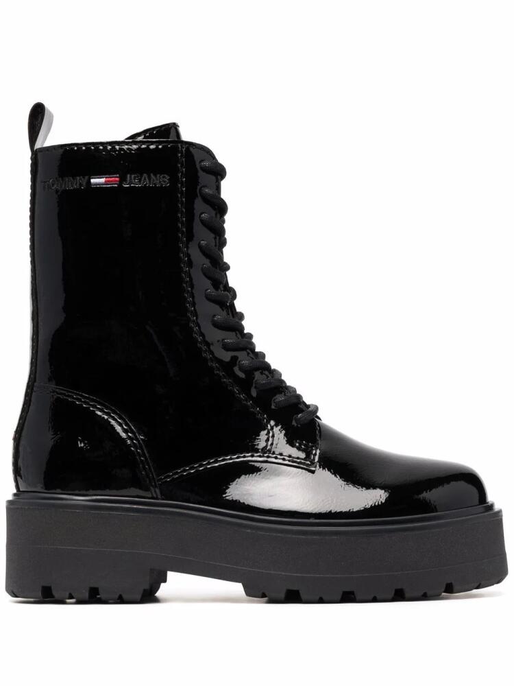 Tommy Jeans patent lace-up boots - Black Cover