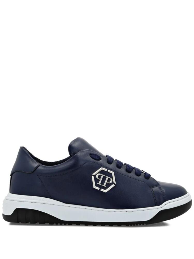 Philipp Plein logo-appliqué leather sneakers - Blue Cover