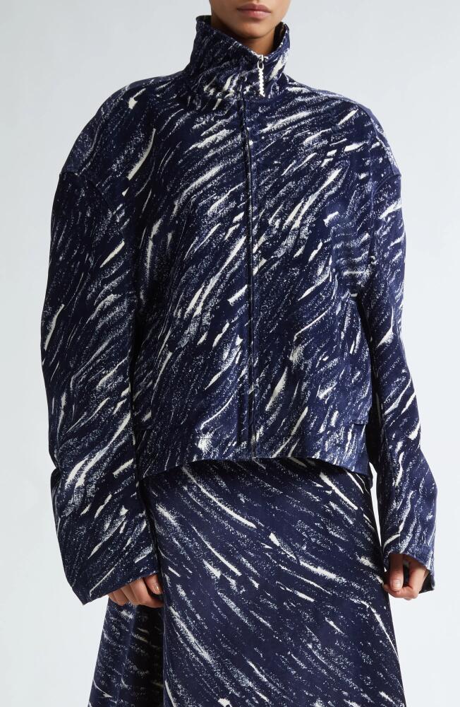 Marni Cotton Stretch Fleece Cocoon Jacket in Midnight Cover