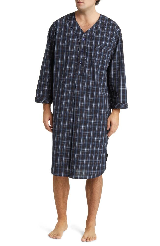 Majestic International Coopers Check Woven Nightshirt in Navy/Blue Cover