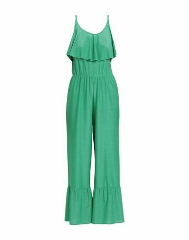 Cotazur Woman Jumpsuit Green Polyester, Polyamide, Rubber Cover