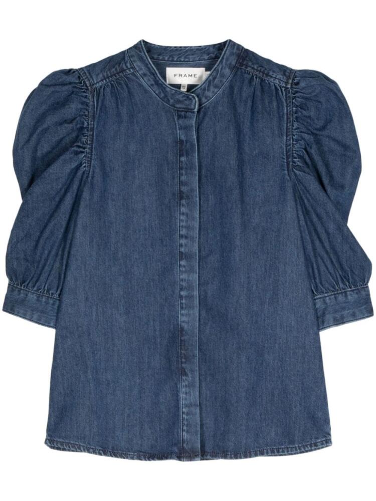 FRAME puff-sleeve denim shirt - Blue Cover