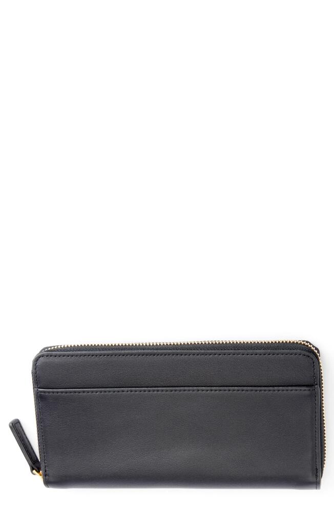 ROYCE New York Personalized Continental RFID Leather Zip Wallet in Black - Silver Foil Cover