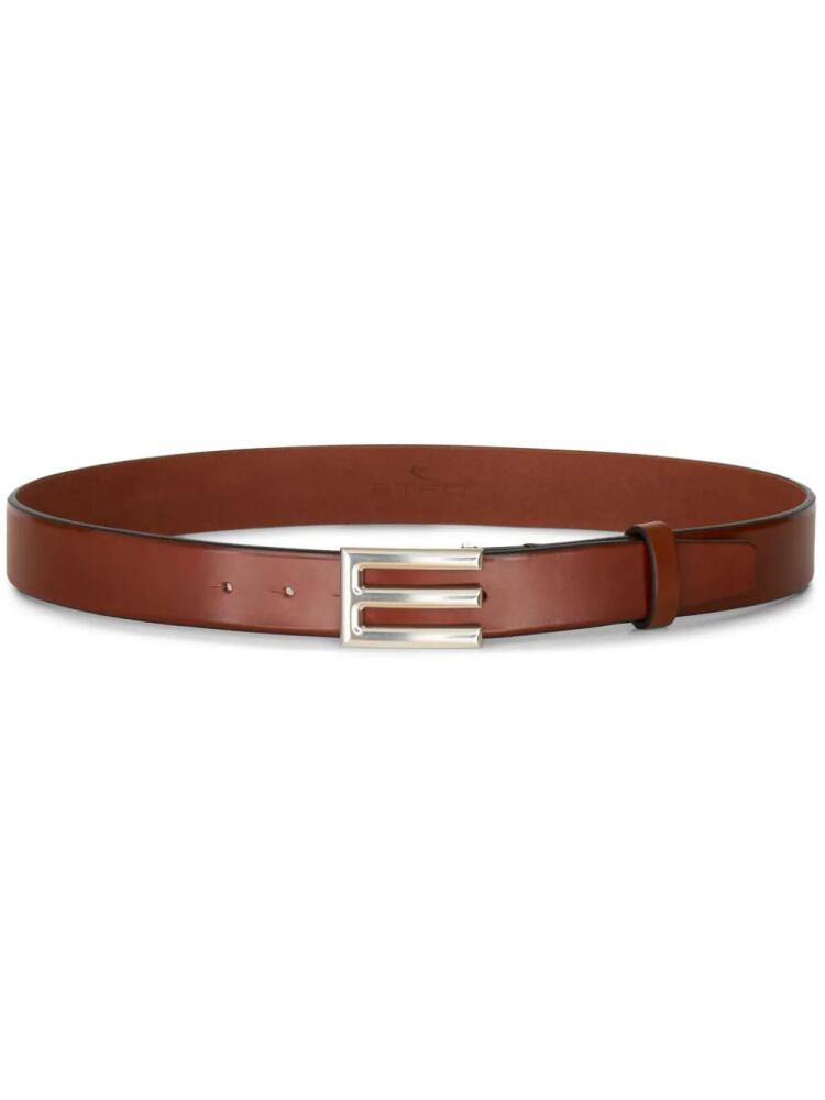 ETRO logo-buckle leather belt - Brown Cover